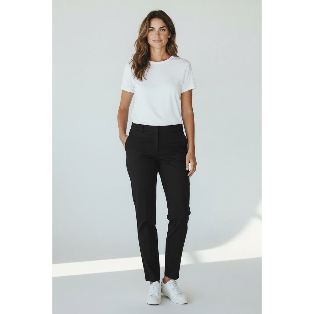Banana Republic Size 10 Curvy Avery Career Straight Leg Pants Black Button